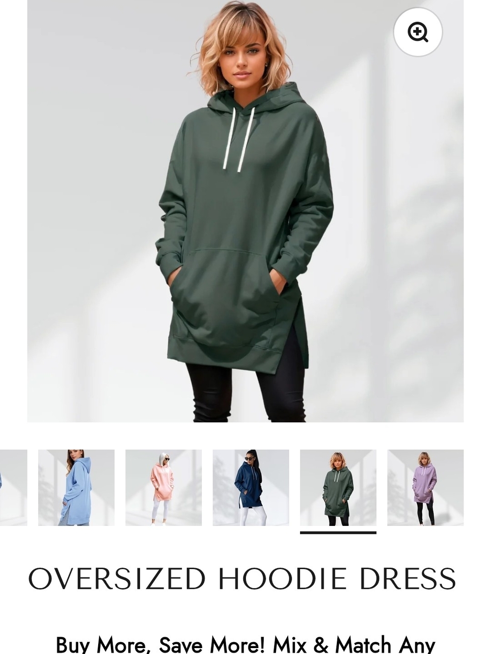 Oversized Hoodie Dress - Forest Green,   Size Medium